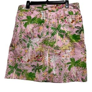 Fibers Barbra Lesser Hawaiian Print Mini Skirt